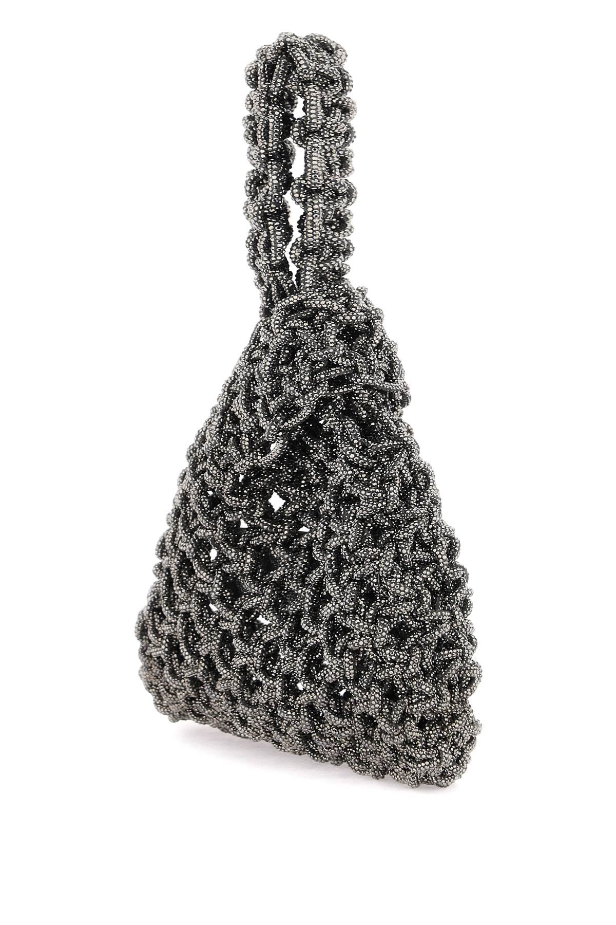 HIBOURAMA Mini Hand-Woven Crystal-Studded Handbag