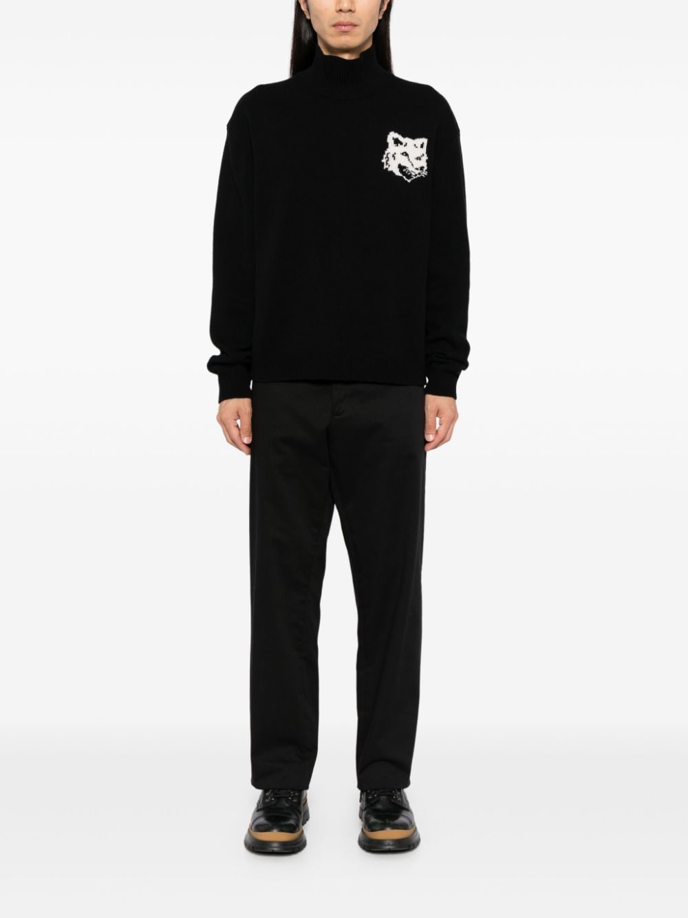 MAISON KITSUNÉ Fox Head Wool Crew Jumper for Men - Fall/Winter 2024