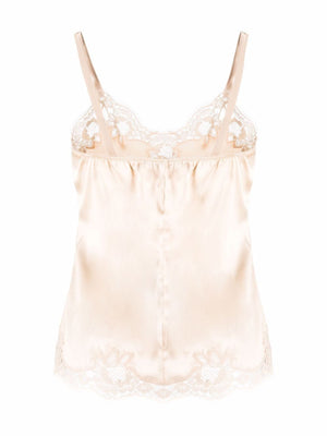 DOLCE & GABBANA Elegant Silk and Cotton Slip Top with Lace Trim for Women - SS22