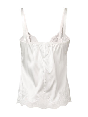 DOLCE & GABBANA Elegant Silk and Cotton Slip Top with Lace Trim for Women - SS22