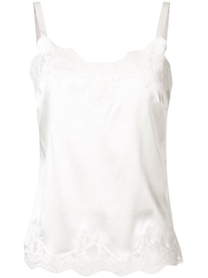 DOLCE & GABBANA Elegant Silk and Cotton Slip Top with Lace Trim for Women - SS22