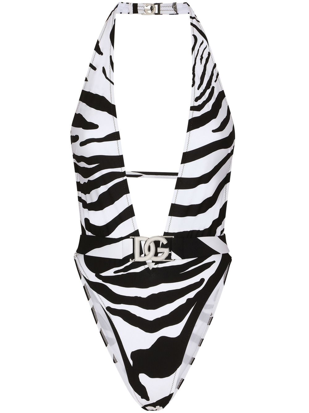 DOLCE & GABBANA Zebra Print High-Cut One-Piece Swimsuit