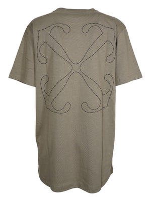 OFF-WHITE Men's Green Maxi Embroidered Cotton T-Shirt for FW23