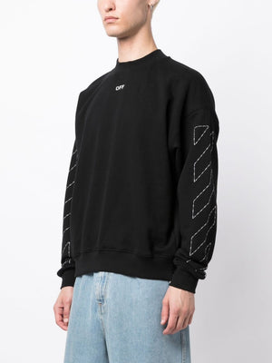 OFF-WHITE Signature Men's Blue Cotton Sweatshirt for FW24