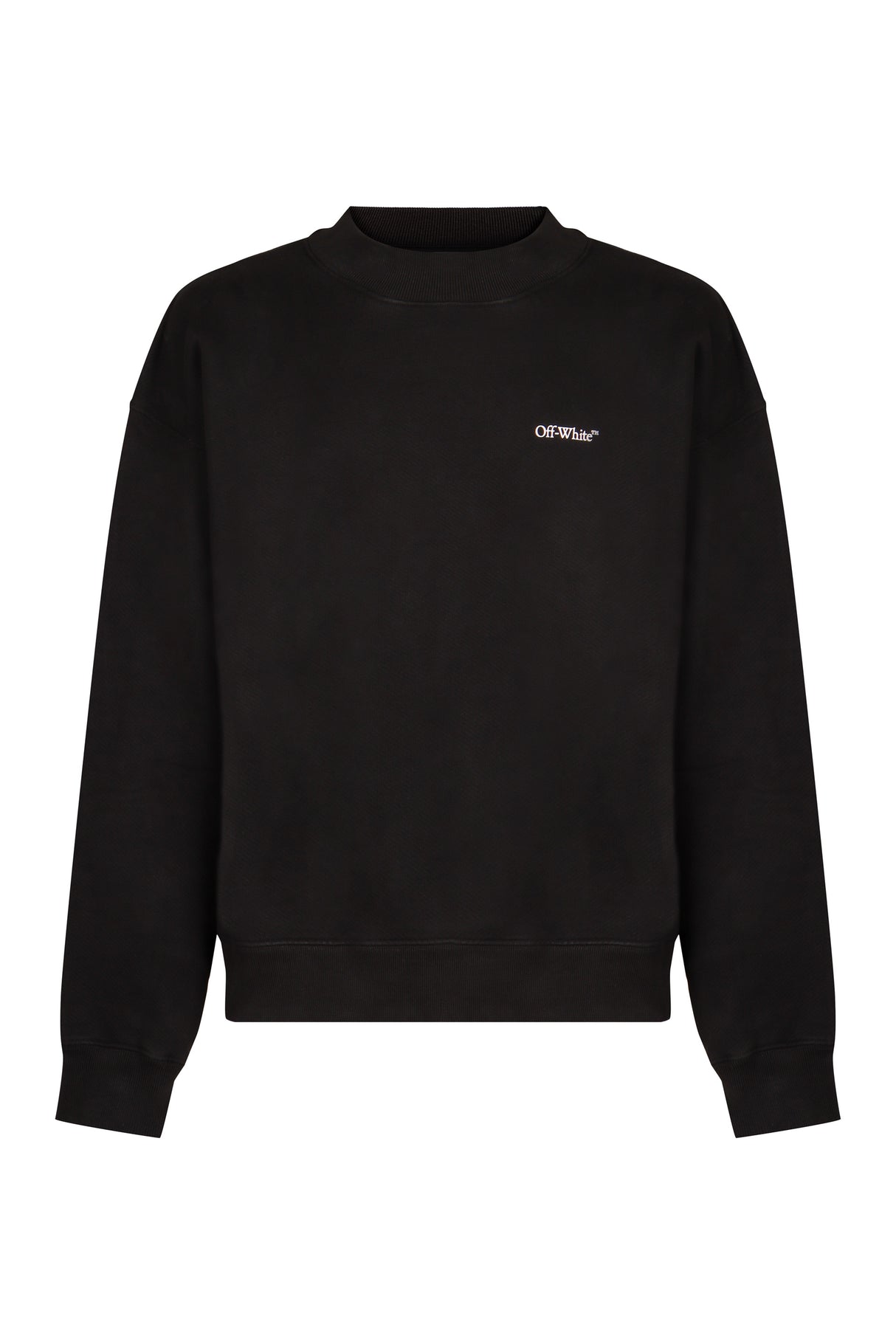 OFF-WHITE Essential Black Cotton Sweatshirt with Signature Arrow Print