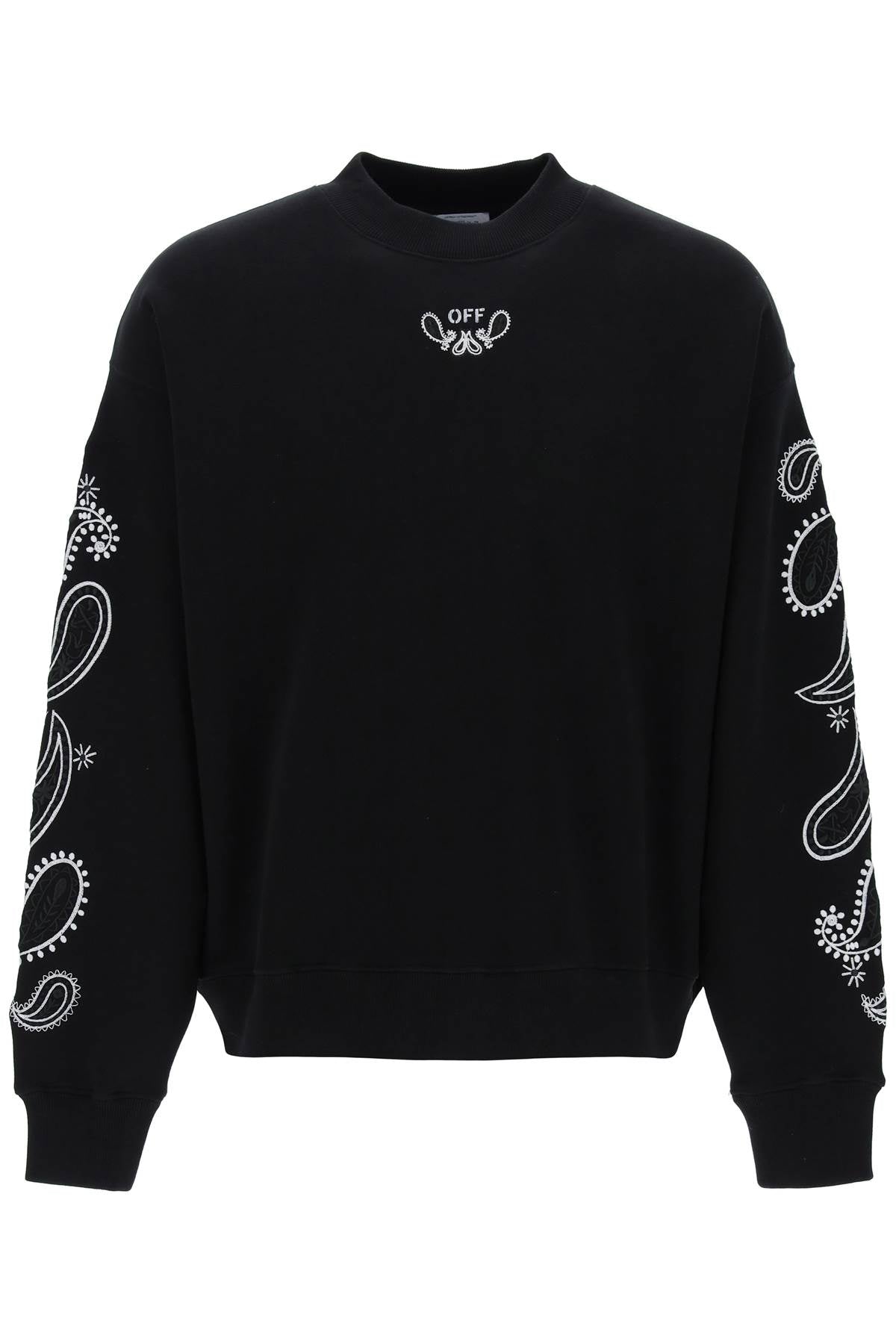 OFF-WHITE Men's Black Arrow Maxi Embroidered Sweatshirt for SS24 Season