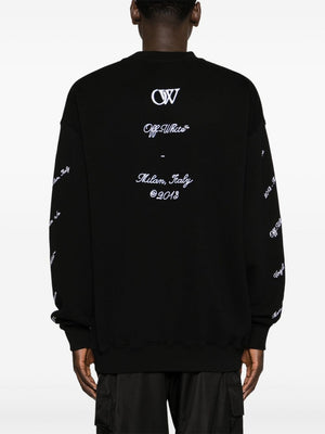 OFF-WHITE Black Embroidered Crew-Neck Sweatshirt for Men