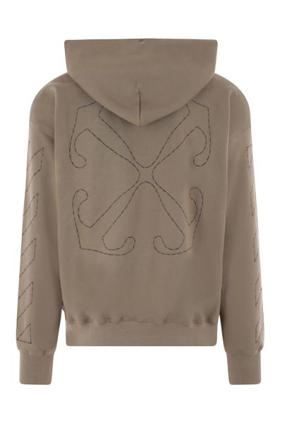 OFF-WHITE Topstitched Motif Hoodie in Khaki