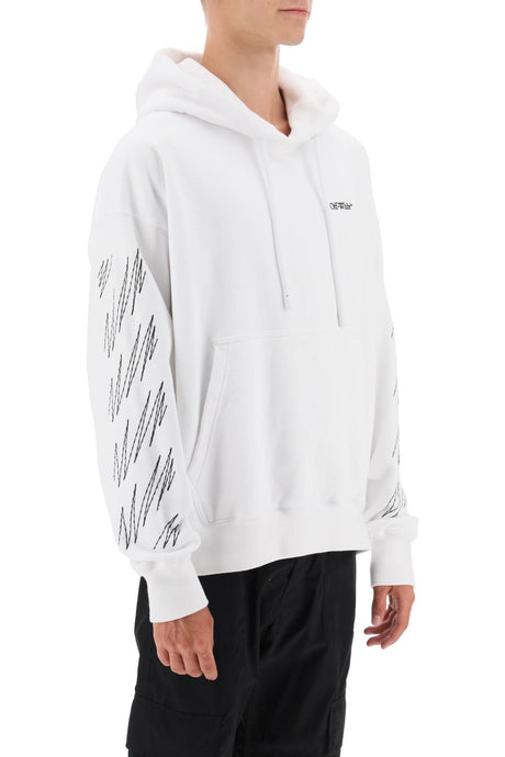OFF-WHITE White Hoodie with Contrast Stitching - Men's French Terry Sweatshirt
