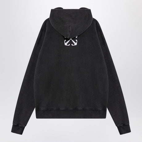 OFF-WHITE Men's Black Hoodie with Blurred Mary Design