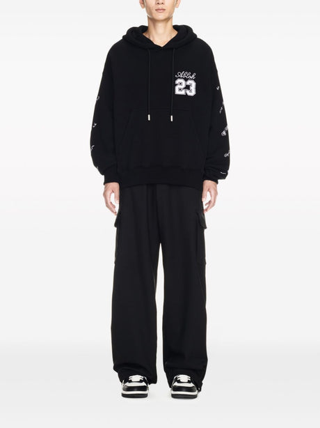 OFF-WHITE Black Cotton Hoodie with MJ 23 Patch