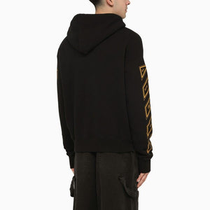 OFF-WHITE Organic Cotton Hooded Sweatshirt with Graphic Print Sleeves