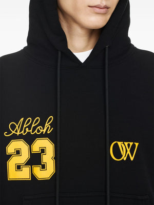 OFF-WHITE Organic Cotton Hooded Sweatshirt with Graphic Print Sleeves