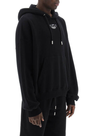 OFF-WHITE Men's Oversized Hooded Sweatshirt with Paisley Embroidery - Black