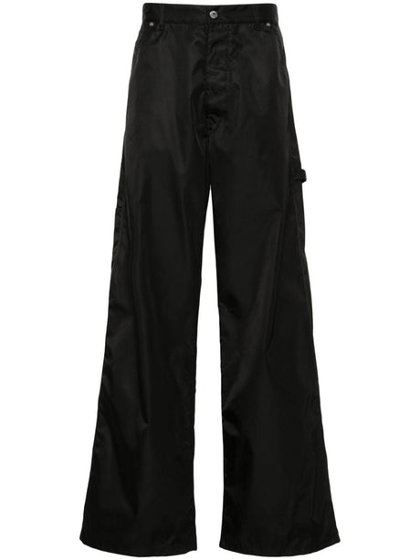 OFF-WHITE Men's Black Recycled Nylon Trousers for SS24