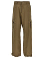 OFF-WHITE Embroidered Drill Cotton Trousers in Nude & Neutrals