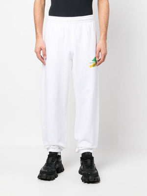 OFF-WHITE Men's White Cotton Sweatpants with Side and Back Pockets - Elastic Ankle Cuffs for Comfort