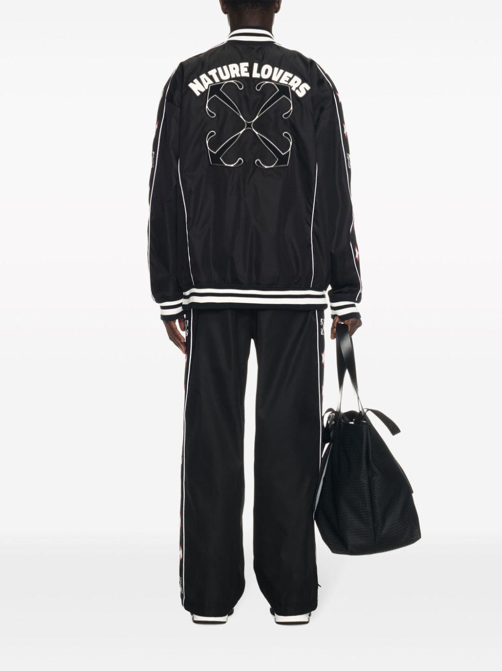 OFF-WHITE Men's Black and White Nylon Varsity Track Pants for SS24