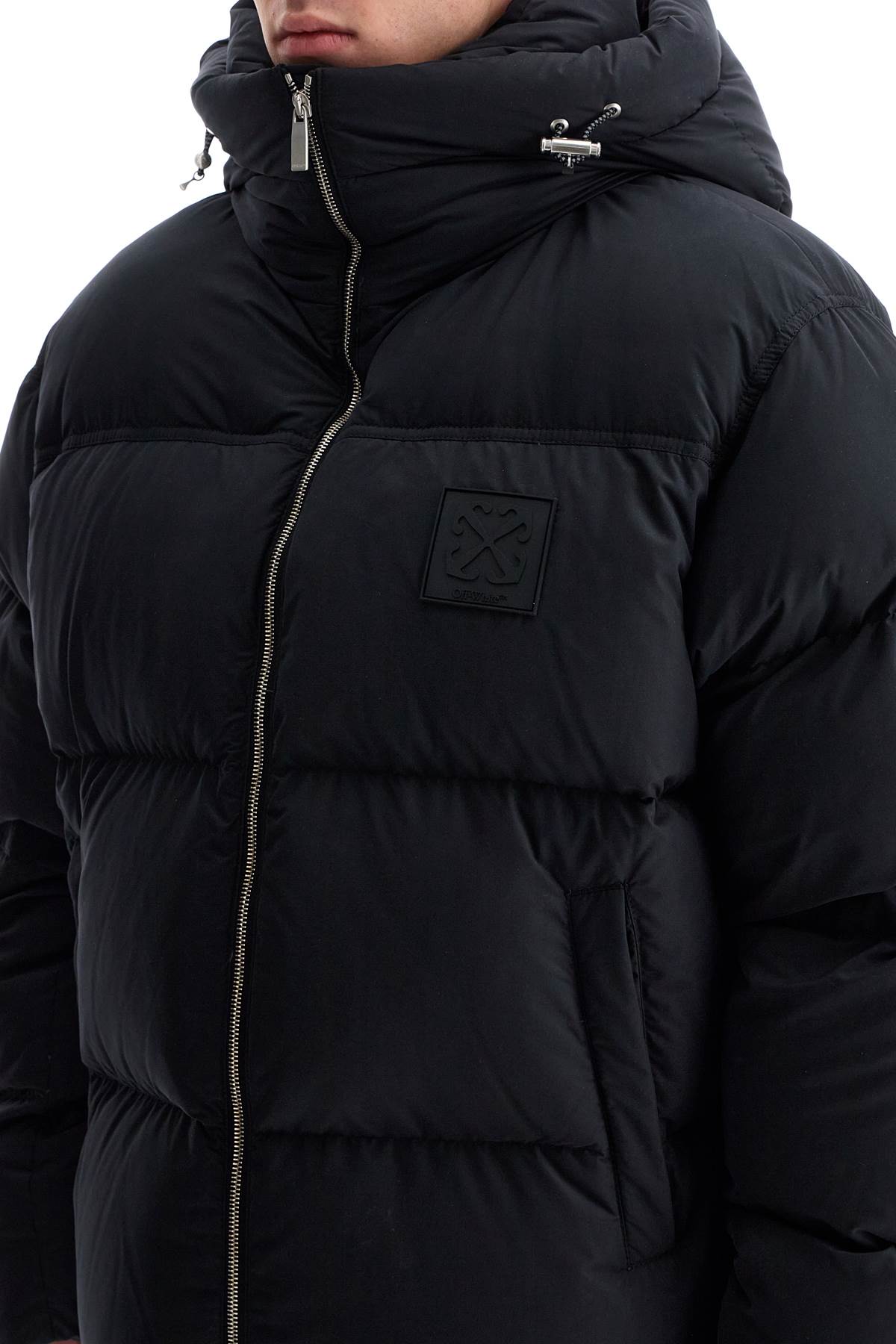 OFF-WHITE Men's Down Jacket with Logo Patch - Regular Fit