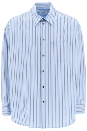 OFF-WHITE Light Blue Striped Long Sleeve Shirt for Men