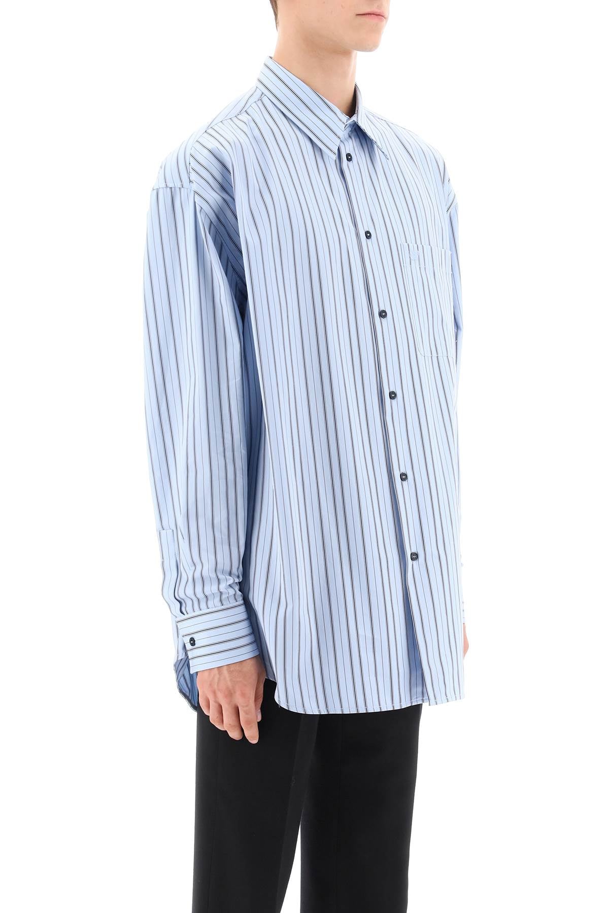 OFF-WHITE Light Blue Striped Long Sleeve Shirt for Men