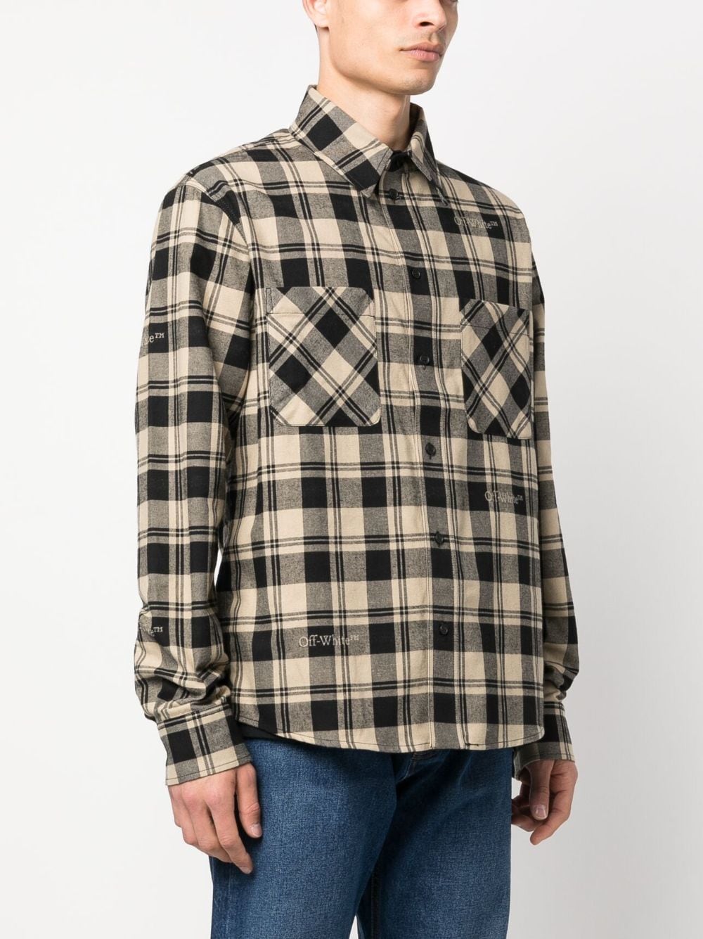 OFF-WHITE Blue Check Flannel Shirt for Men - FW23 Collection