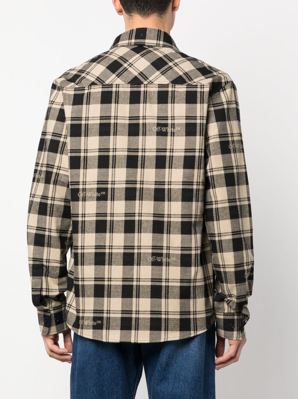 Áo Flannel Kẻ Beige Cho Nam FW23