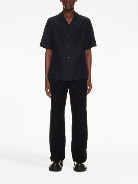 Áo bấm màu đen Jacquard Silk Cotton - Bộ sưu tập Nam FW23