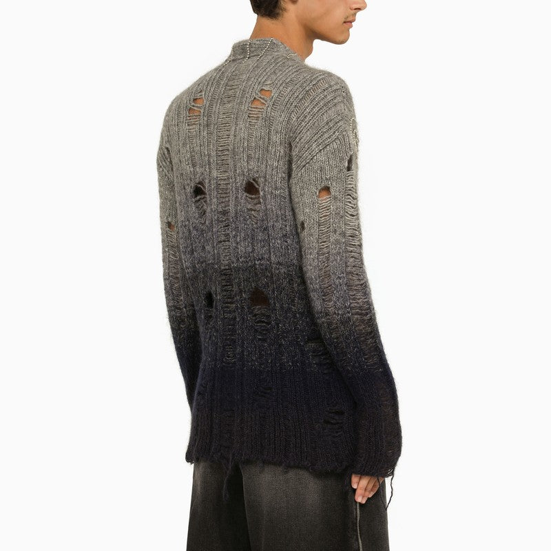 Áo Khoác Cardigan Nam Màu Xám Degradé Chất Liệu Mohair Mix Đính Đá Đậm