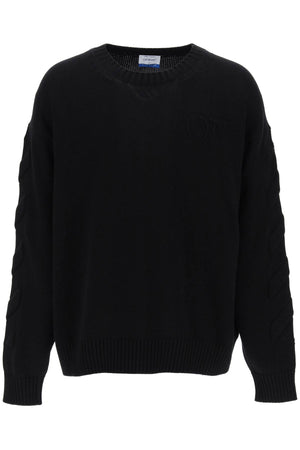 Áo Sweater họa tiết xéo nhẹ với logo OW cho nam mùa xuân hè 24