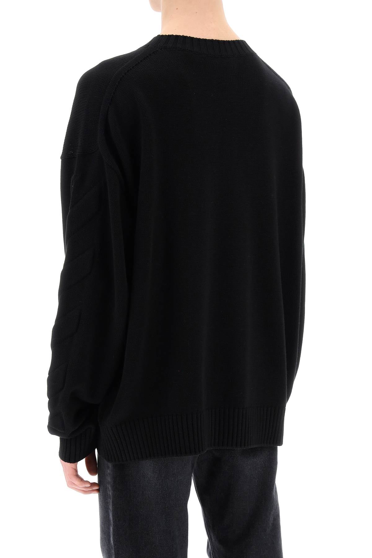 Áo Sweater họa tiết xéo nhẹ với logo OW cho nam mùa xuân hè 24