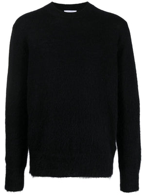 OFF-WHITE Men's Black Mohair Blend Ribbed Collar Sweater