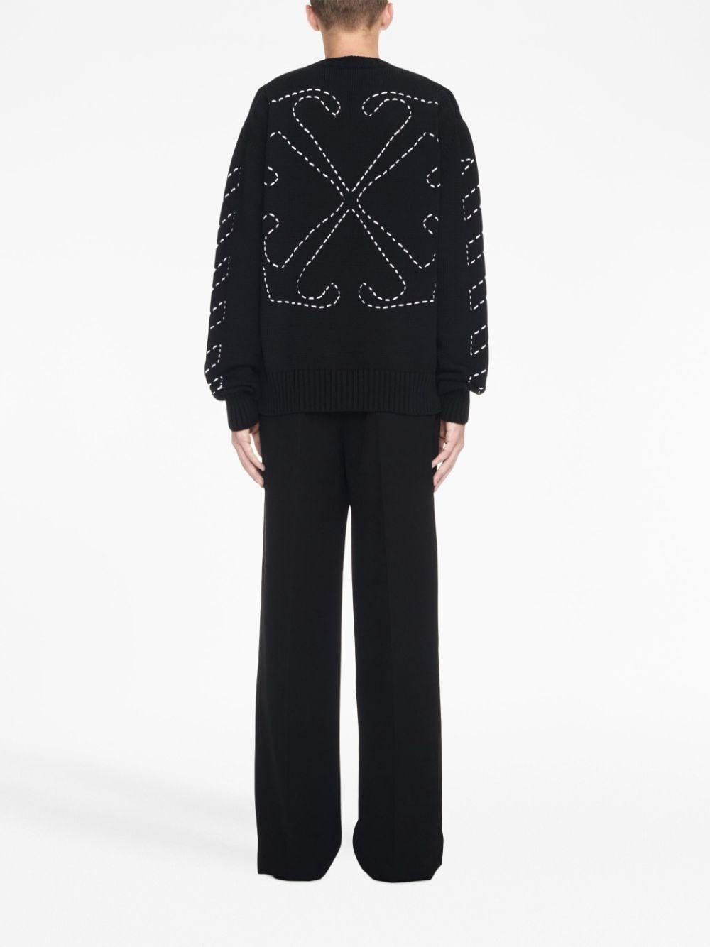 OFF-WHITE Men's Black Arrow Embroidered Knit Sweater for FW23 Season