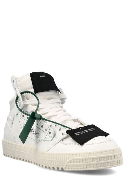 OFF-WHITE Men's High-top Leather Sneakers in White