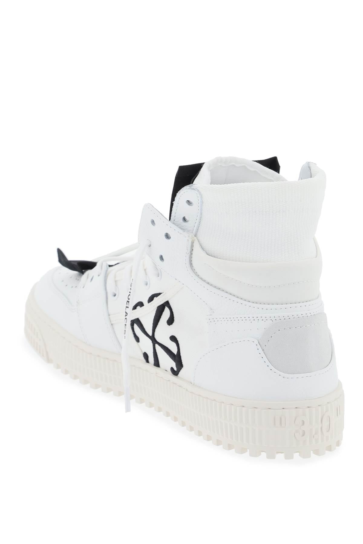 OFF-WHITE Off-Court Sneaker for Men - Smooth Leather with Fabric Inserts and Embroidered Arrows on Sides