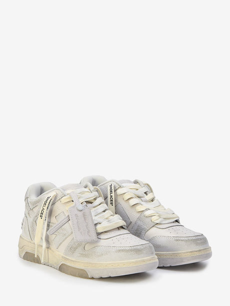 OFF-WHITE Vintage Light Grey Leather Sneakers for Men
