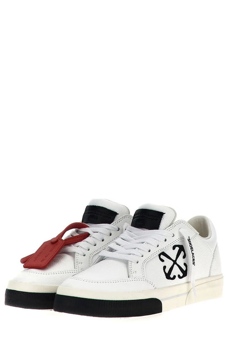 OFF-WHITE Sleek Vulcanized Low-Top Sneakers in White & Black