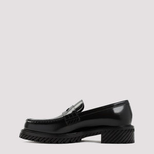 OFF-WHITE Stitch Detailed Leather Loafers for Men in Black