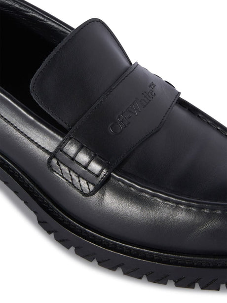 OFF-WHITE Black Military Leather Loafers for Men