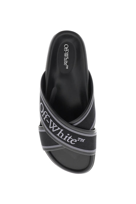 OFF-WHITE Classic Slide Sandals with Embroidered Logo for Men - Black