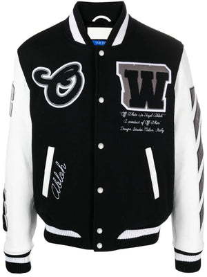 OFF-WHITE Classic Leather Varsity Jacket - Men’s Outerwear