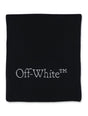 OFF-WHITE Modern Black Wool Scarf with Embroidered Logo for Men