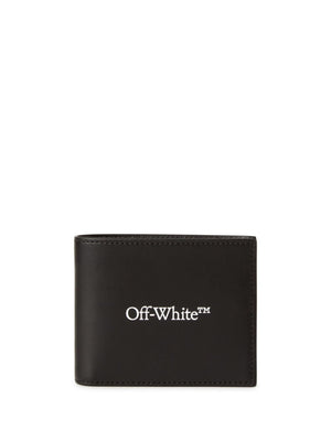 OFF-WHITE Men's Black Leather Bookish Bi-Fold Wallet for SS24