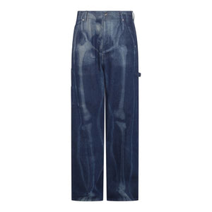 OFF-WHITE Oversized Blue Denim Jeans with Body Scan Motif for Men