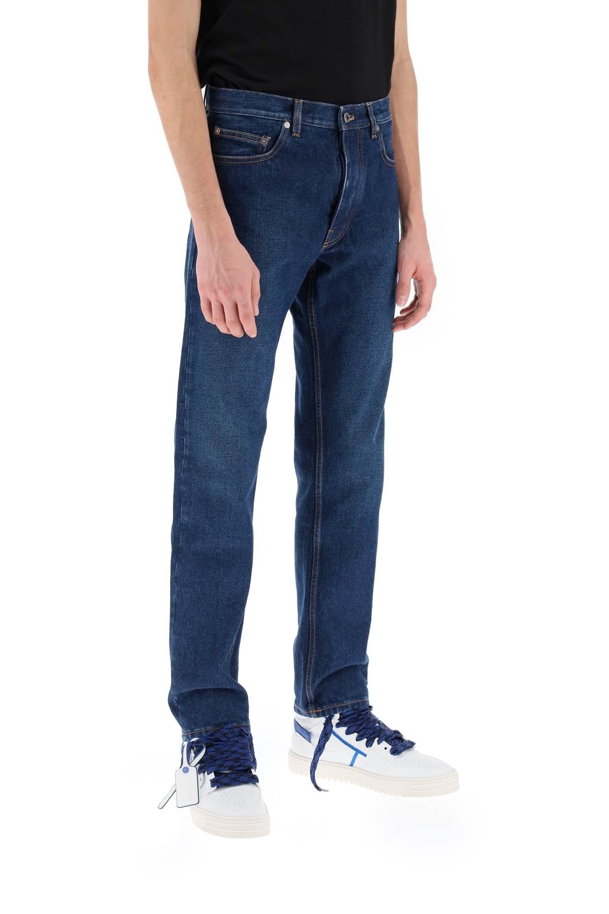 OFF-WHITE Dark-Washed Denim Jeans with Tapered Fit for Men