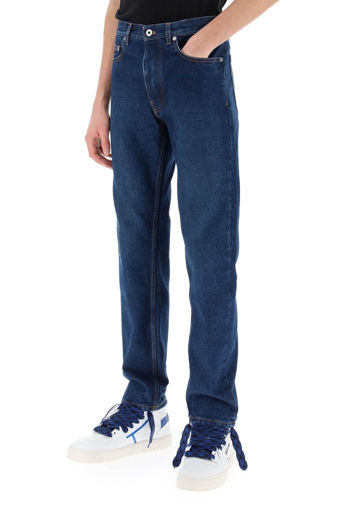 OFF-WHITE Dark-Washed Denim Jeans with Tapered Fit for Men