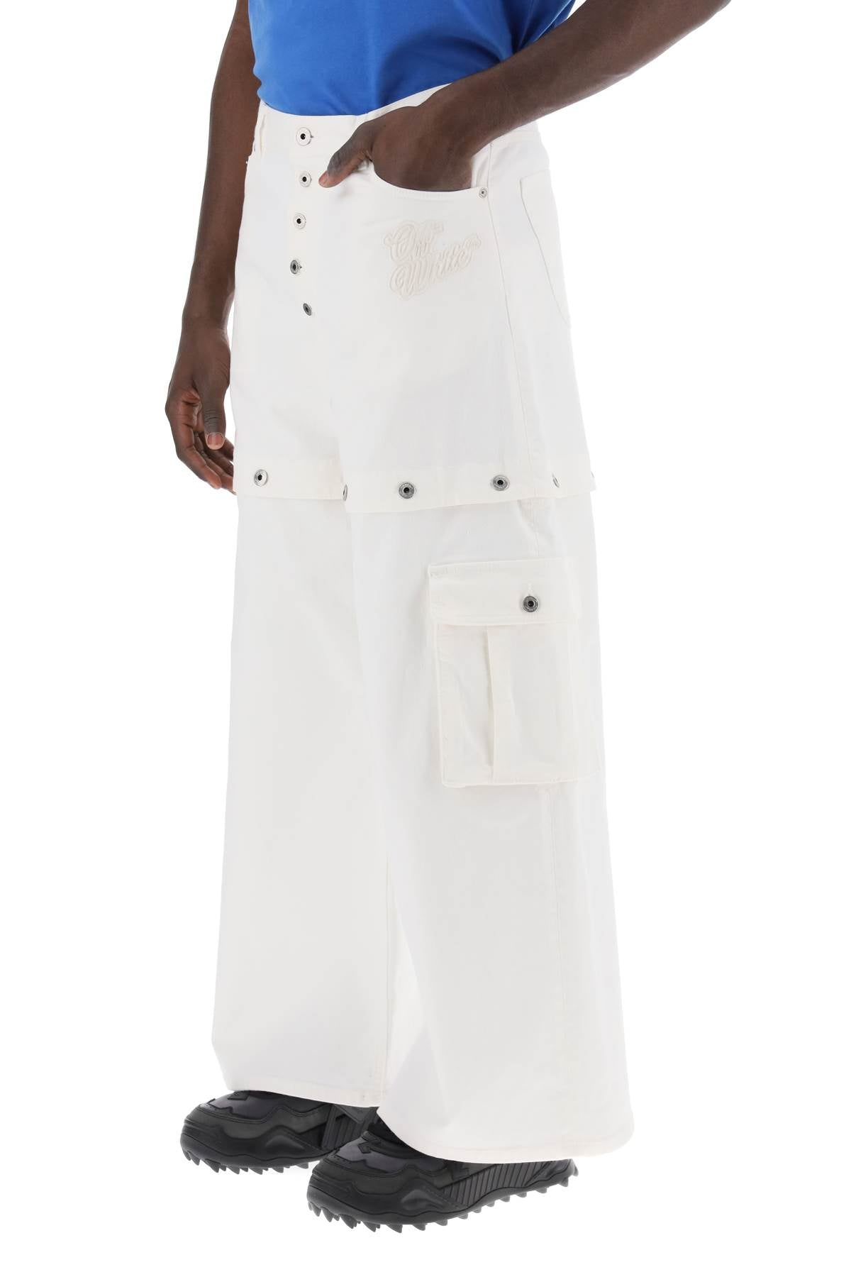 OFF-WHITE Embroidered White Baggy Jeans for Men - SS24 Collection