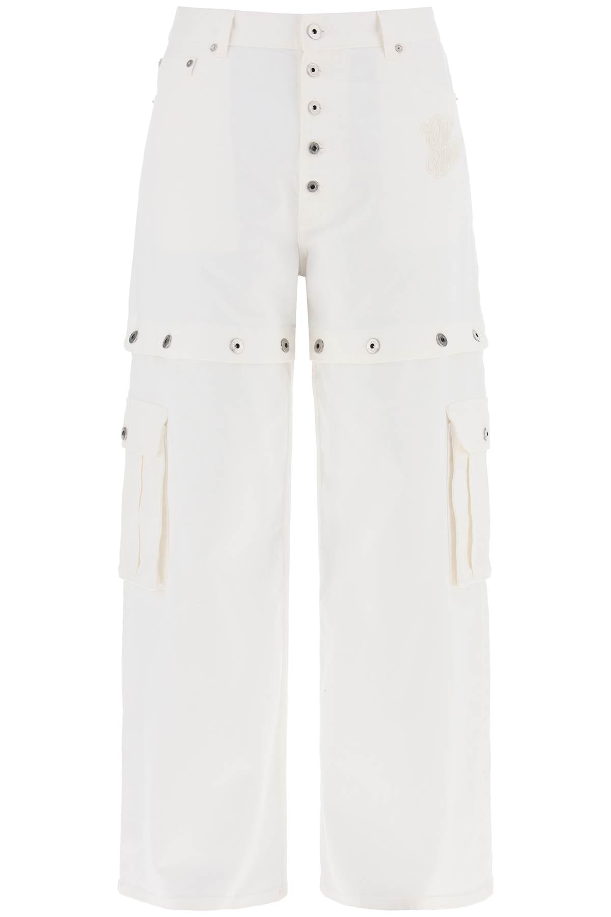 OFF-WHITE Embroidered White Baggy Jeans for Men - SS24 Collection