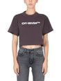 OFF-WHITE Cropped Fit T-Shirt with Embroidered Logo