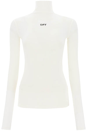 OFF-WHITE Shiny Finish Funnel-Neck Off Logo T-Shirt for Women